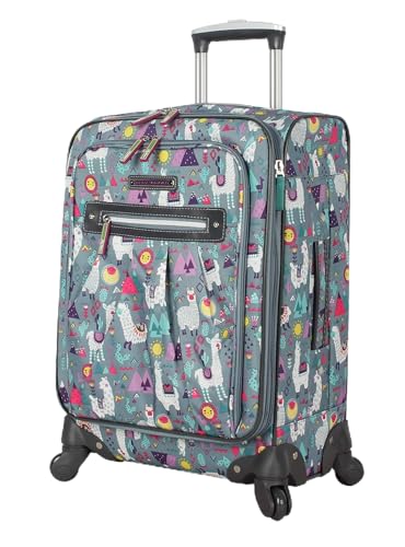 Lily Bloom Luggage Carry On Expandable Design Pattern Suitcase For Woman With Spinner Wheels (Llama Mama, 20in) - color: Llama Mama
