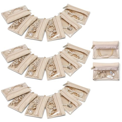 VLANDO Jewelry Storage Pouch,20 Velvet Zipper Pouches with Clear Design - color: A.20 PCS Clear