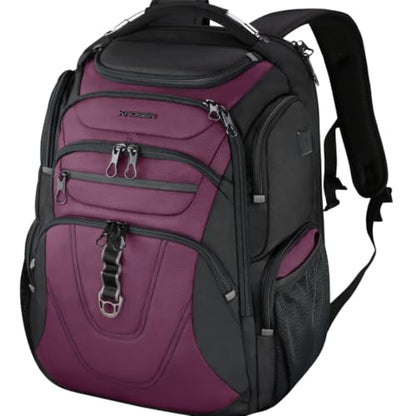 KROSER Travel Laptop Backpack 18.4 Inch XXXL Computer Backpack for Men - color: Black/Burgundy, size: 18.4 inch