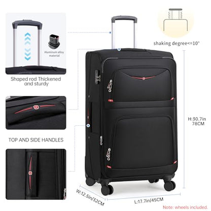 ROPLUS Softside Expandable Luggage with 4 Spinner Wheels, Durable Checked-Luggage Suitcase (Purple, 29-Inch) - color: Purple, size: 29-Inch