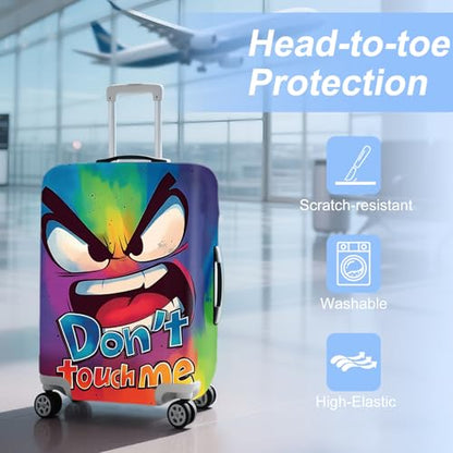 ANNA QUEEN Travel Luggage Cover Suitcase Protector Suitcase Cover Anti-Scratch,Stretchable Bag Cover Washable Durable Polyester - color: Angry - Don't touch me, size: L(fits 28-30Inch suitcase)