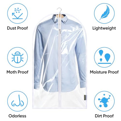 BALEINE 2PK Clear Garment Bags for Hanging Clothes, 60" Dress Suit Bag - color: Clear, size: 60" 2PK