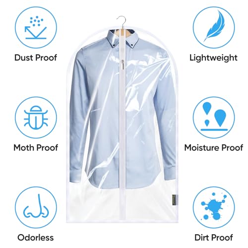 BALEINE 12PK Clear Garment Bags for Hanging Clothes, 40" Dress Suit Bag - color: Clear, size: 40" 12PK