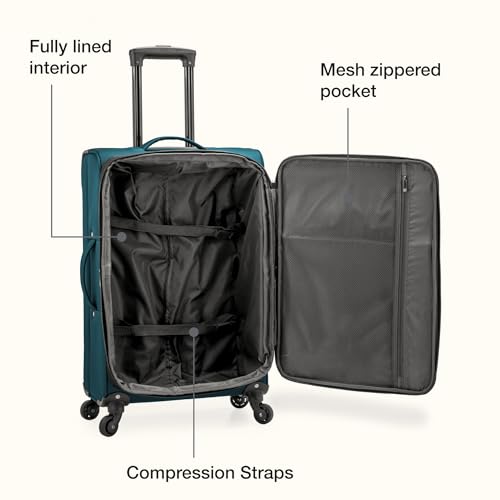 U.S. Traveler Anzio Softside Expandable Luggage with Spinner Wheels, Teal, 26-Inch Medium - color: Teal, size: 26-Inch Medium