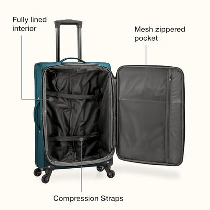 U.S. Traveler Anzio Softside Expandable Luggage with Spinner Wheels, Teal, 26-Inch Medium - color: Teal, size: 26-Inch Medium