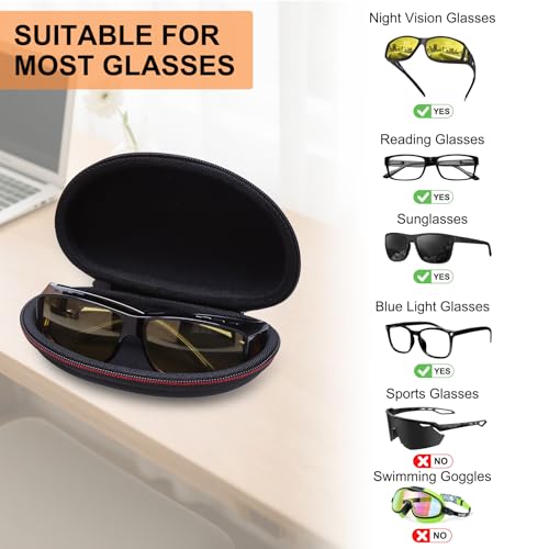 LTGEM Glasses Case Hard Shell, Hard Sunglasses Travel Case for Women Men, Large Eyeglass Cases with Clip and Cleaning Cloth - color: Pink