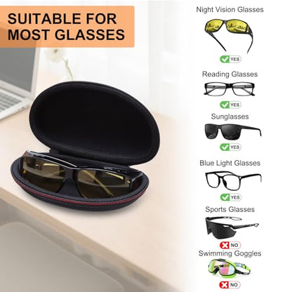 LTGEM Glasses Case Hard Shell, Hard Sunglasses Travel Case for Women Men, Large Eyeglass Cases with Clip and Cleaning Cloth - color: Pink