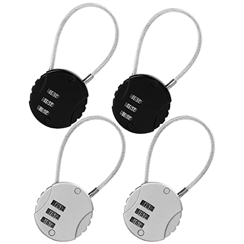 4 Pack 3-Digit Combination Lock Waterproof Padlock Outdoor Mini Wire Rope Combination Lock for Backpacks, Trolley Cases, Gym Lockers, Fence - color: Color2