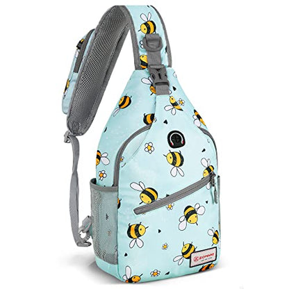 ZOMAKE Sling Bag,Small Crossbody Sling Backpack Shoulder Daypack for Travel - color: Bee Blue, size: 8L