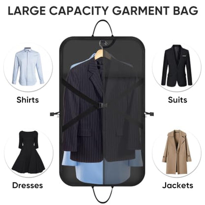 BALEINE Garment Bags for Travel, Water Resistant Carry on Suit Bag - color: Black, size: 42"