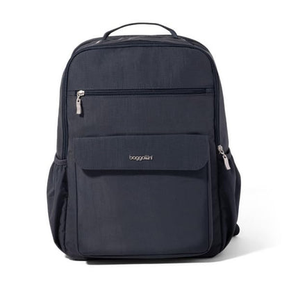 Baggallini Everyday Laptop Backpack - 11x15.5 Lightweight Water-Repellent Nylon Travel Bag w/Padded Laptop Sleeve & RFID - color: French Navy