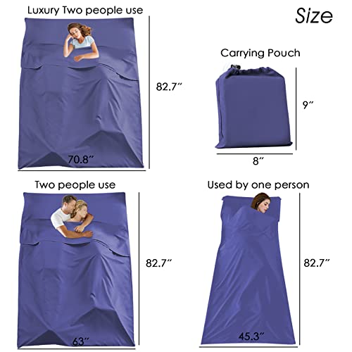 Sleeping Bag Liner, Camping Travel Home Bed Sheet Compact Sacks - color: Grey Blue, size: 63*82.7"