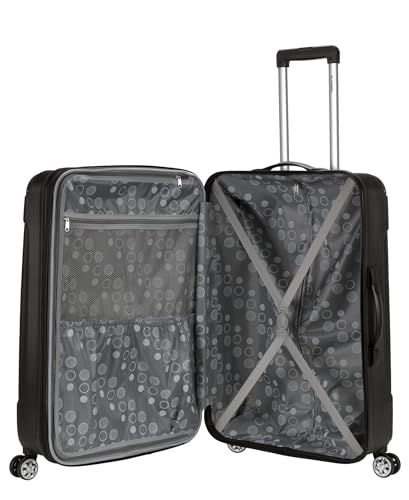 Rockland London Hardside Expandable Spinner Wheel Luggage, Checked Large 28", Black - color: Black, size: Checked 28"