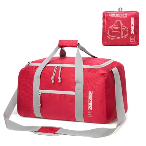 Foldable Travel Duffel Bag 65L, Large Capacity Bag for Trips - color: Deep Fuchsia, size: 65L