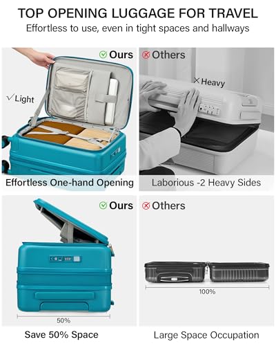 Hanke 28 Inch Expandable Checked Luggage, Large Trunk Luggage - color: Caribbean Blue, size: Expandable 28 Inch