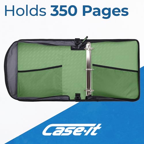 Case-it School Zipper Binder | 2" O-Rings | 400-Sheet | LT-007 Canopy Green - color: Canopy Green, size: 1 Pack