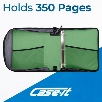 Case-it School Zipper Binder | 2" O-Rings | 400-Sheet | LT-007 Canopy Green - color: Canopy Green, size: 1 Pack