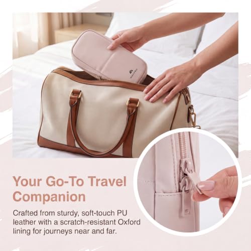 RSRSLEII Small Standing Makeup Bag, Wipe-Clean Brush Holder (02Mist Pink) - color: 02Mist Pink