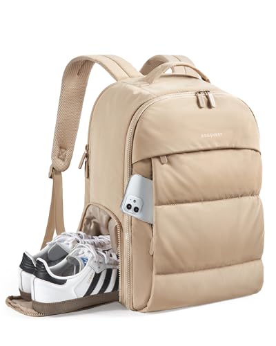 BAGSMART Travel Backpack for Women, Gym Backpack with Shoe Compartment - color: Desert