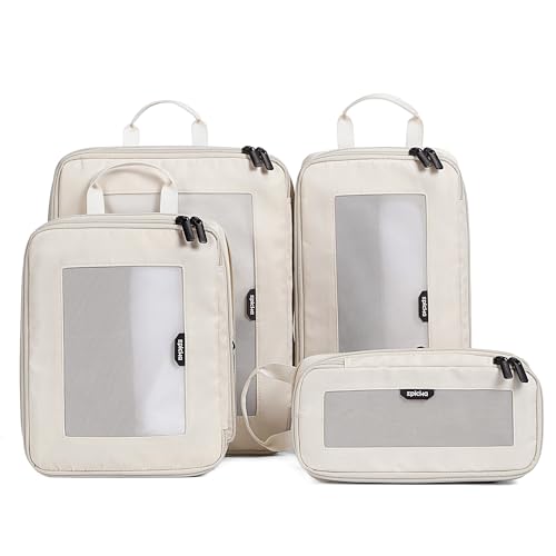 EPICKA TripCozy Compression Packing Cubes, 4 Set, Beige - color: Beige, size: Set of 4