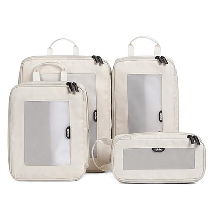 EPICKA TripCozy Compression Packing Cubes, 4 Set, Beige - color: Beige, size: Set of 4