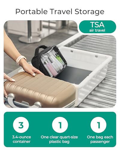 BAGSMART Puffy Clear Toiletry Bag, TSA-Approved & Wide-Open, 1-Pack, Pink - color: Pink