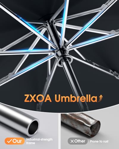 Windproof Reverse Folding Travel Umbrella for Rain, Compact - color: S-Black