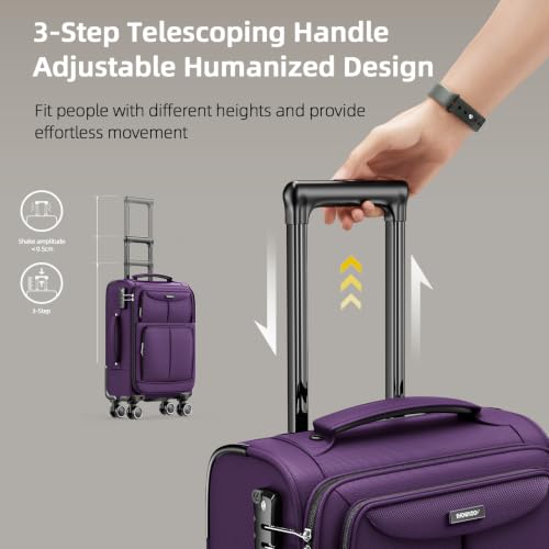 SHOWKOO Luggage Sets 3 Piece Softside Expandable Durable Suitcase Sets - color: Purple