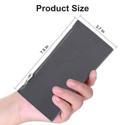 Tipmile Slim Wallet for Women, RFID Blocking Credit Card Holder - color: Grey