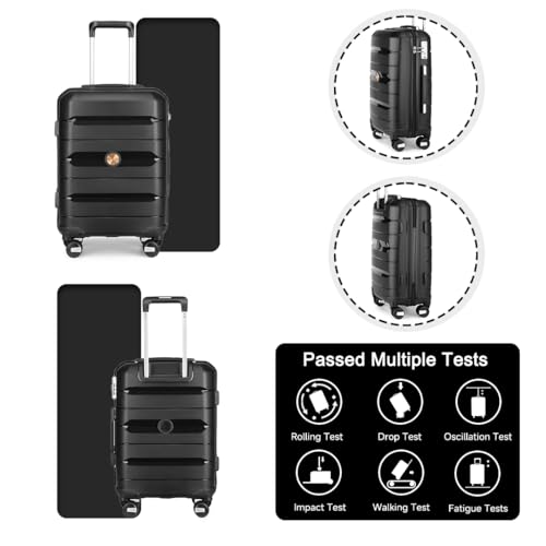 Somago Luggage Sets and Packing Cube Travel Set Lightweight Hardside Polypropylene Suitcases with Double Spinner Wheels and TSA Lock,Classic Black - color: Classic Black, size: 5-Piece Set (14/20/24/28/Packing Cube)