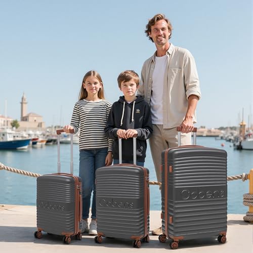Cobens Luggage Sets 5 Piece, Suitcases with Wheels, 20"/24"/28",Gray - color: Gray, size: 5 Piece Sets (20/24/28/DB/TB)