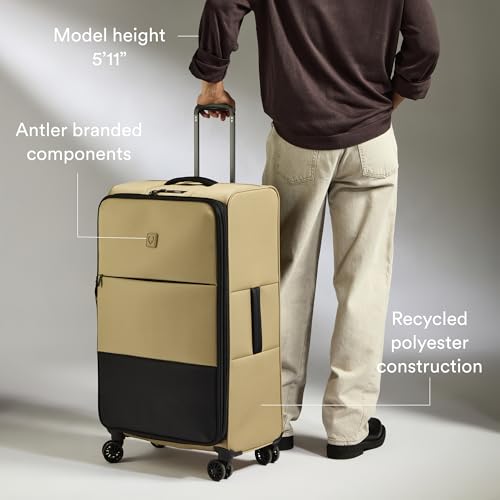 ANTLER Soft Stripe Large Checked Luggage, Sand Yellow, 31.9", 105-122L - color: Sand Yellow, size: Large