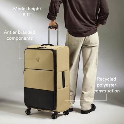 ANTLER Soft Stripe Large Checked Luggage, Sand Yellow, 31.9", 105-122L - color: Sand Yellow, size: Large