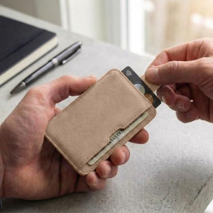 Vaultskin CHELSEA Slim Leather Card Wallet for Men, RFID (Beige) - color: Sandstone