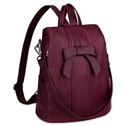 Uromee Travel Backpack Purse Women Vegan Leather Tassel Shoulder Bag - color: 290 Wine Red