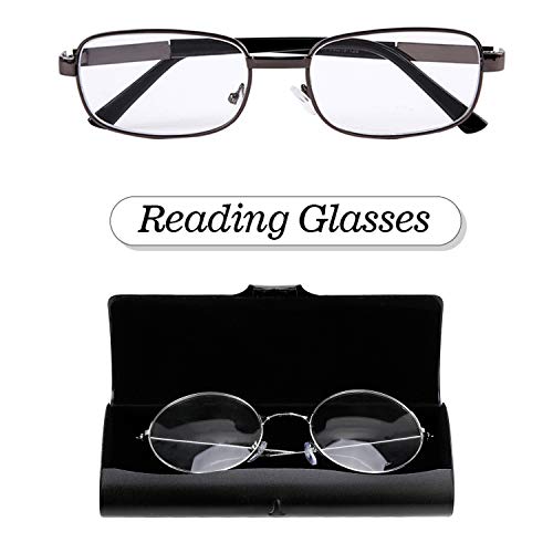 Hifot Aluminium Glasses Case, Slim Reading Glasses Case, Portable Travel Metal Eyeglass Spectacles Protection Hard Shell - color: Black