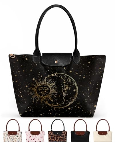 Miss Adola Aesthetic Nylon Tote Bag for Women | Lightweight, Foldable, Waterproof, Large Capacity for Travel, Work, Teacher - color: Starmoon