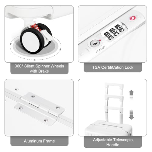 MRPLUM Ride On Luggage with Foldable Seat&Seat Belt,White - color: White