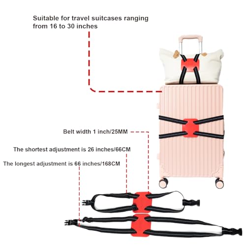 Luggage Straps for Suitcases, Travel Accessories to Connect Two Suitcase, Add A Bag Luggage Strap for Carry On Luggages Adjustable Buckle Belt (Black/Red-1pcs) - color: Black/Red-1pcs