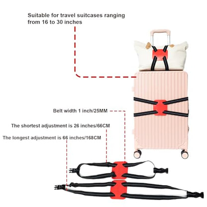 Luggage Straps for Suitcases, Travel Accessories to Connect Two Suitcase, Add A Bag Luggage Strap for Carry On Luggages Adjustable Buckle Belt (Black/Red-1pcs) - color: Black/Red-1pcs