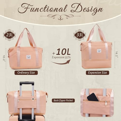 TAKUMI Carry On Luggage Set 3 Piece ABS+PC Hardshell Suitcases with Duffel Bag Double Spinner Wheels Travel Luggage with TSA Lock Lightweight Suitcase Set(PINK, 3 PIECE SET(20/DB/TB)) - color: PINK, size: 3 Piece Set(DB)