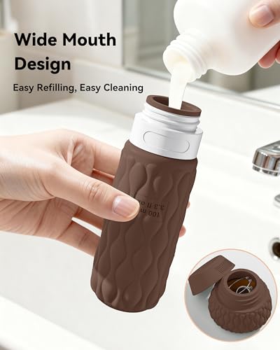Travel Bottles for Toiletries Silicone Travel Size Containers 3.4oz 1.7oz - color: Retro Sunlight