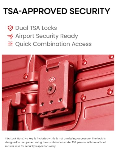 All Aluminum Carry On Luggage,Zipperless Hard Shell Suitcase,Red - color: Red