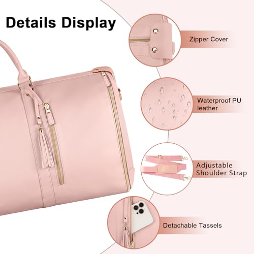 Ytonet Rolling Garment Bags for Travel, Convertible Carry On Garment Bag - color: Pink, style: Roller