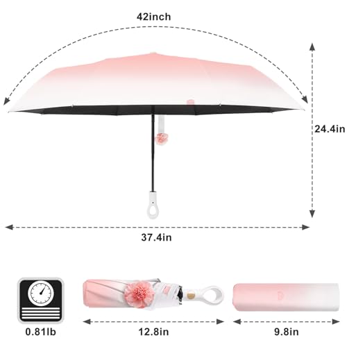 Mini Travel Umbrella Small Umbrella for Travel UV Parasol Compact Foldable - color: Pink