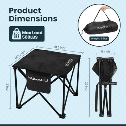 NUMANU Padded Folding Camp Stool for Adults 2-Pack, Footrest, 500 lbs - size: 2PK (2x Seats)
