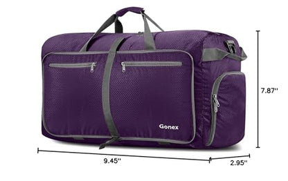 Gonex Foldable Travel Duffle Bag, Lightweight with Shoe Compartment - color: Purple, size: 40L