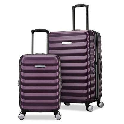 Samsonite Hard-Sided 20 & 24 Inch 2-Piece Lightweight Checked Large Expandable Element Suitcase Set: Durable, 360° Spinner Wheels, Adjustable Telescopic Handle, TSA-Approved Lock - Dusk Purple - color: Dusk Purple, size: 2-Piece Set (20"/24")