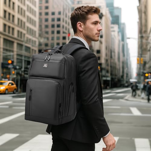 33L-42L Backpack for 17 Inch Laptop Waterproof Expandable Black - color: Black