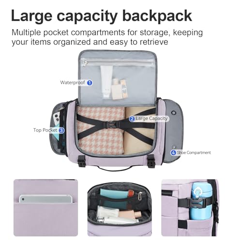 Carry On Travel Backpack Flight Approved Laptop Backpack for Women Men - color: Purple, style: A